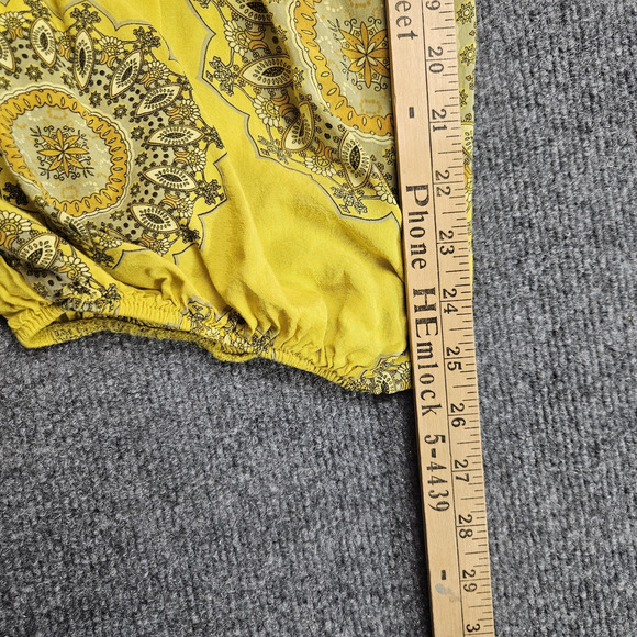 Bohemian Hippie Harem Pants 24" Elastic Waist Yellow Paisley Made in Italy Flowy - Picture 6 of 7